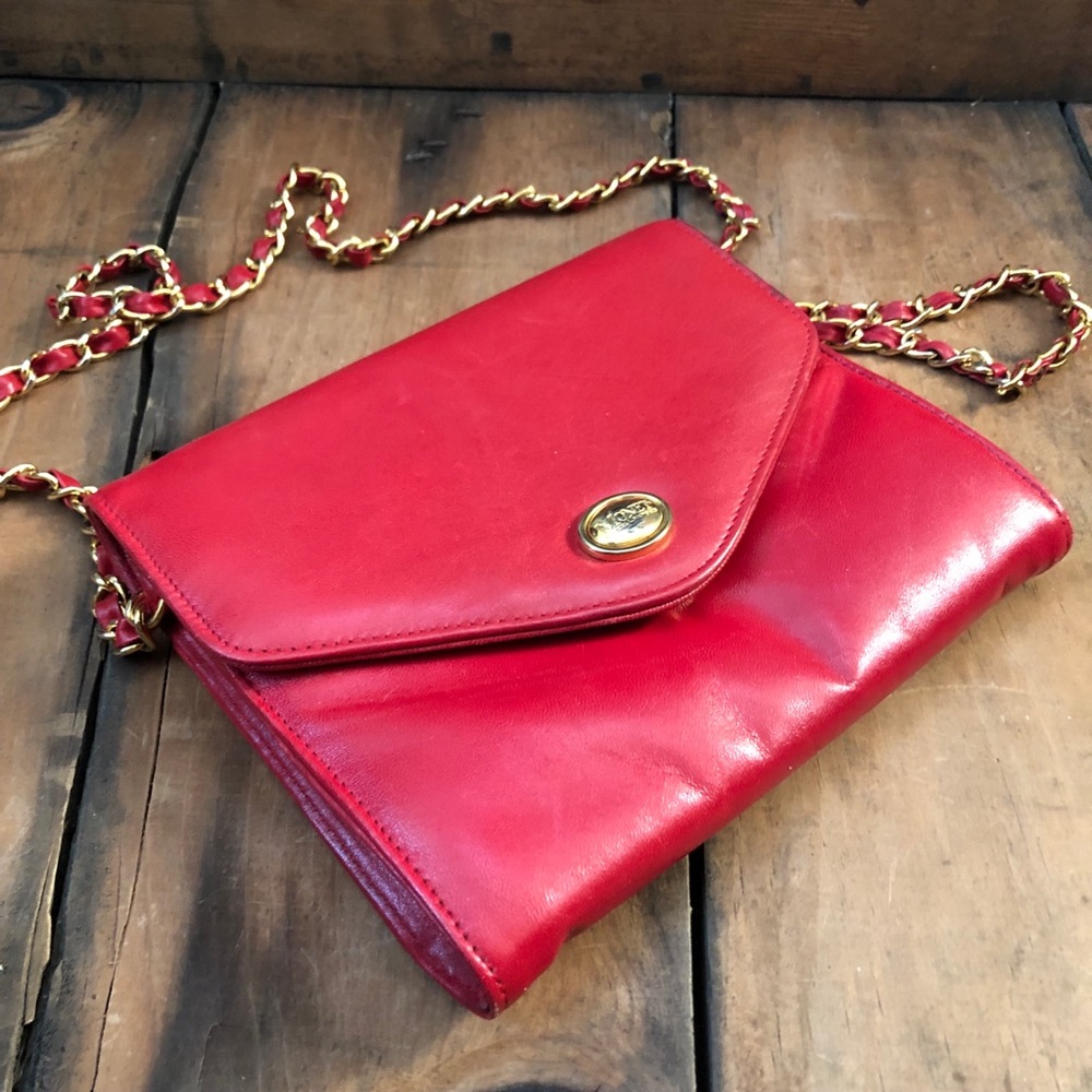 Monet Cross Body Handbag Red Faux Leather Purse